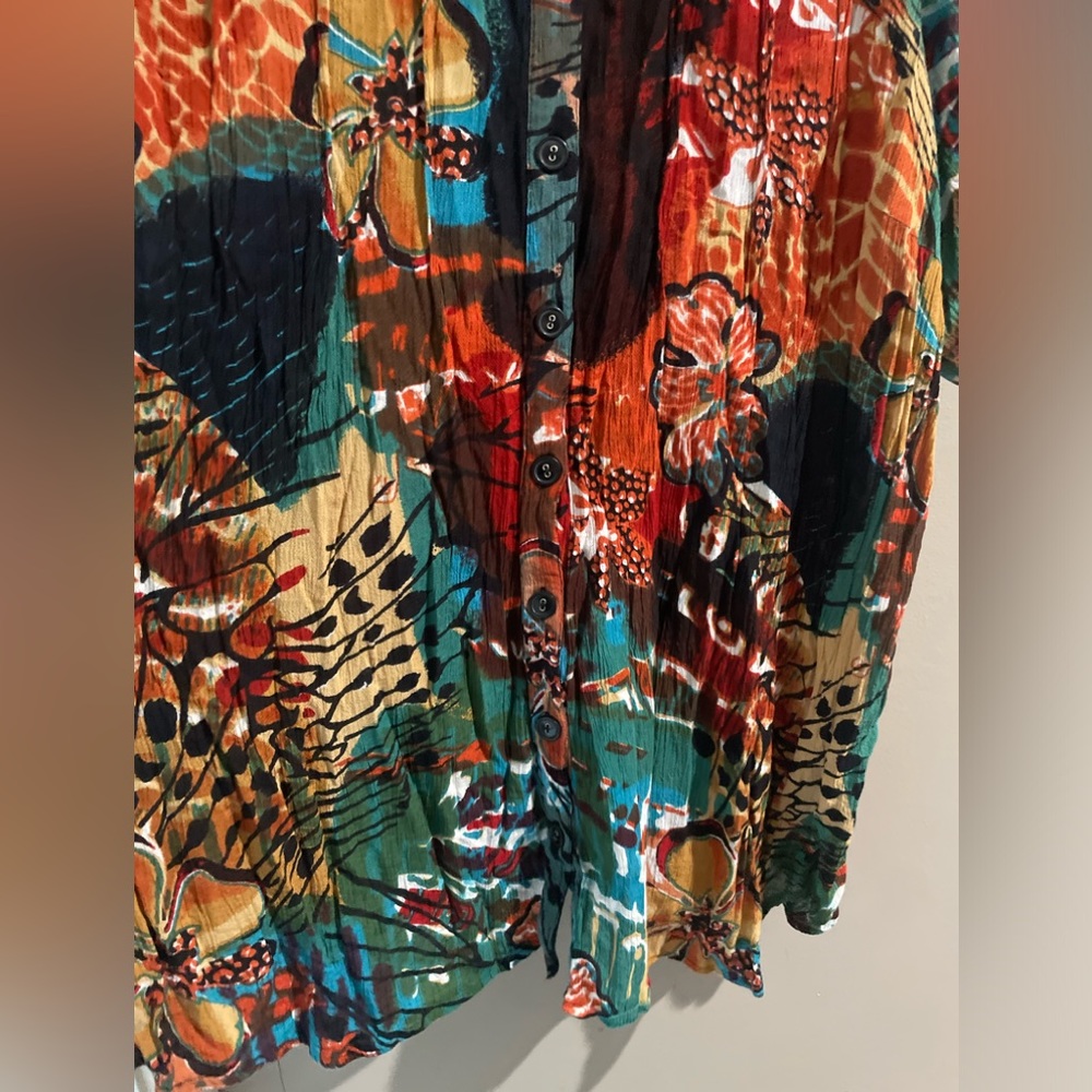 Sold• Roaman’s Art To Wear Button Down Blouse Women’s 20W Multi Print Colorful - Picture 2 of 7